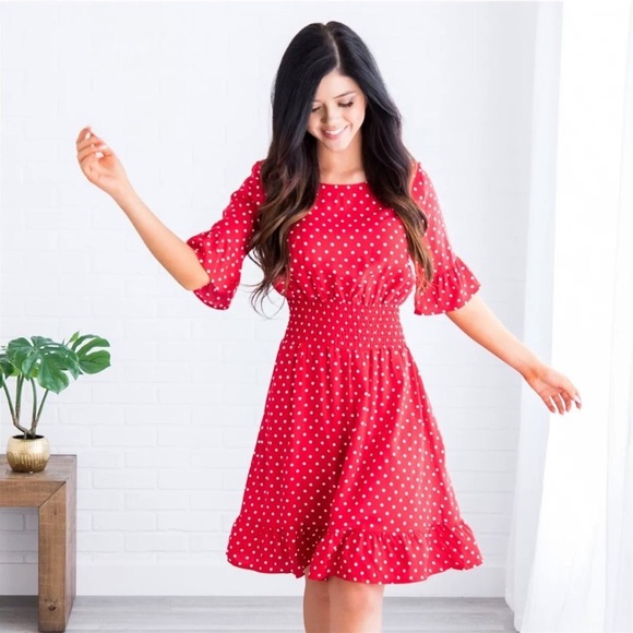 NWOT Red Polkadot Dress, size S - Picture 1 of 7